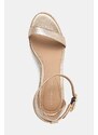Кожени сандали Tommy Hilfiger TH METALLIC MID WEDGE ESPADRILLE в златисто FW0FW08663