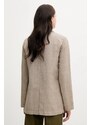 Ленено сако United Colors of Benetton в бежово с двуредно закопчаване с десен 265XDW035