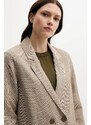 Ленено сако United Colors of Benetton в бежово с двуредно закопчаване с десен 265XDW035