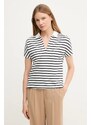 Тениска с яка Tommy Hilfiger дамска в бяло WW0WW46512