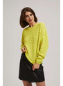 Marisse Lime Round Neck Sweater
