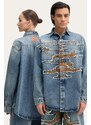 Дънкова риза Y/Project EVERGREEN PARIS' BEST PATCH DENIM SHIRT в синьо със свободна кройка с класическа яка 207SI002