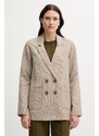 Ленено сако United Colors of Benetton в бежово с двуредно закопчаване с десен 265XDW035