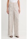 Панталон Liu Jo в бежово с широка каройка, с висока талия WA5399.T4305