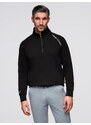 Ombre Men's sweatshirt with unbuttoned high collar and contrasting print - black
