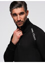 Ombre Men's sweatshirt with unbuttoned high collar and contrasting print - black