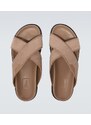 Brioni Leather-trimmed suede sandals