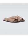 Brioni Leather-trimmed suede sandals