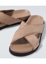 Brioni Leather-trimmed suede sandals